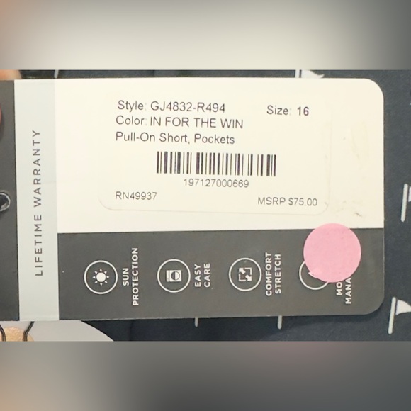 Tail White Label In For The Win Pull On Bermuda Gild Short UPF 50 Size … - Picture 5 of 10